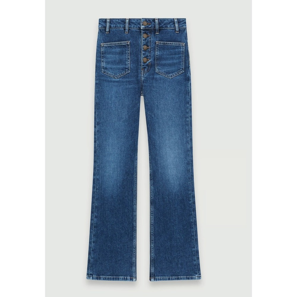 MAJE Passion Blue Double-pocket Jeans Slight Flare Womens 36/ Small Luxury Denin